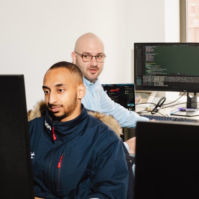 Aaru team members working together.